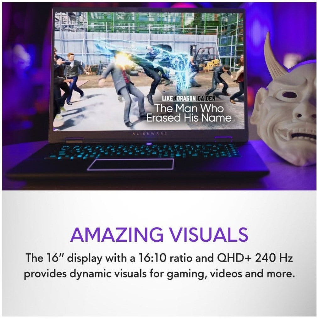 Alienware m16 R2 16" QHD 240Hz Gaming Laptop – Intel Ultra 9, 32GB RAM, 1TB SSD, RTX 4070 (8GB) – Dark Metallic Moon