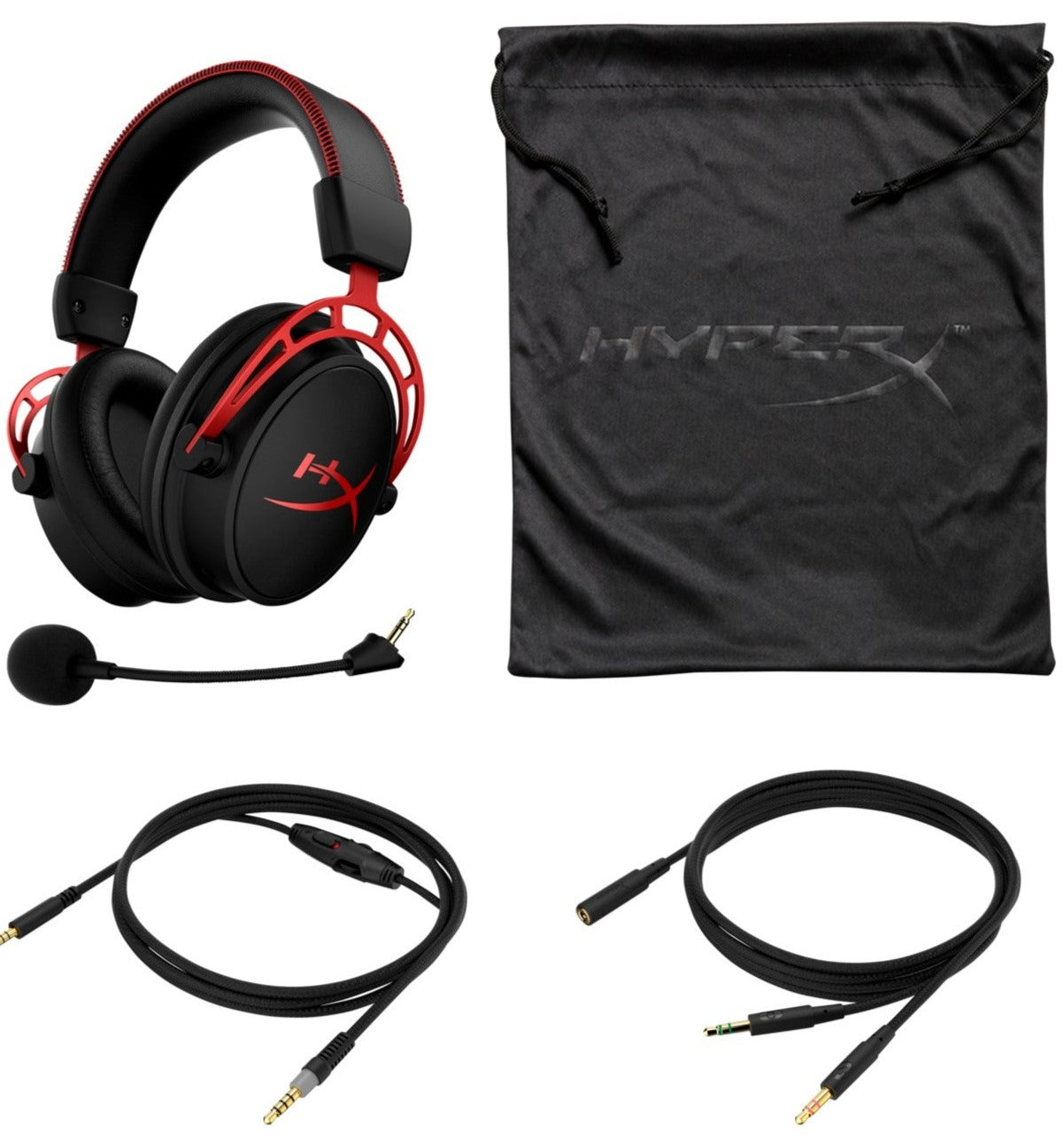 HyperX Cloud Alpha Gaming Headset + QuadCast USB Microphone – Black / Red