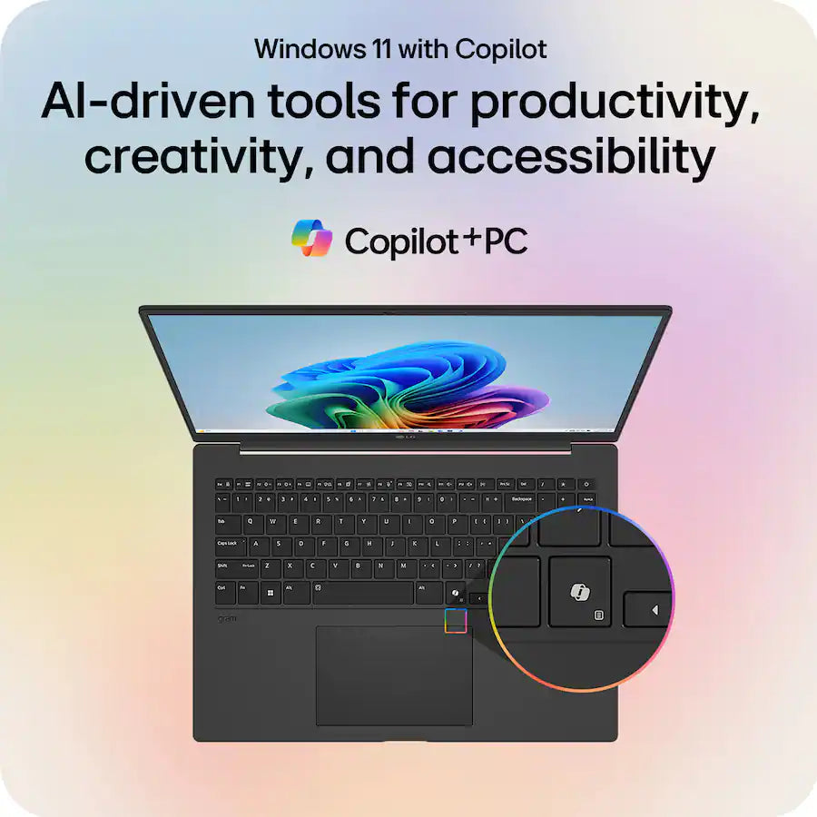 LG gram 17" 2025 Touchscreen Laptop – Copilot+ PC, Intel Core Ultra 7 Series 2, 32GB RAM, 1TB SSD, Intel Arc Graphics, Wi-Fi 7, 23.5Hr Battery, Obsidian Black (17Z90TL)