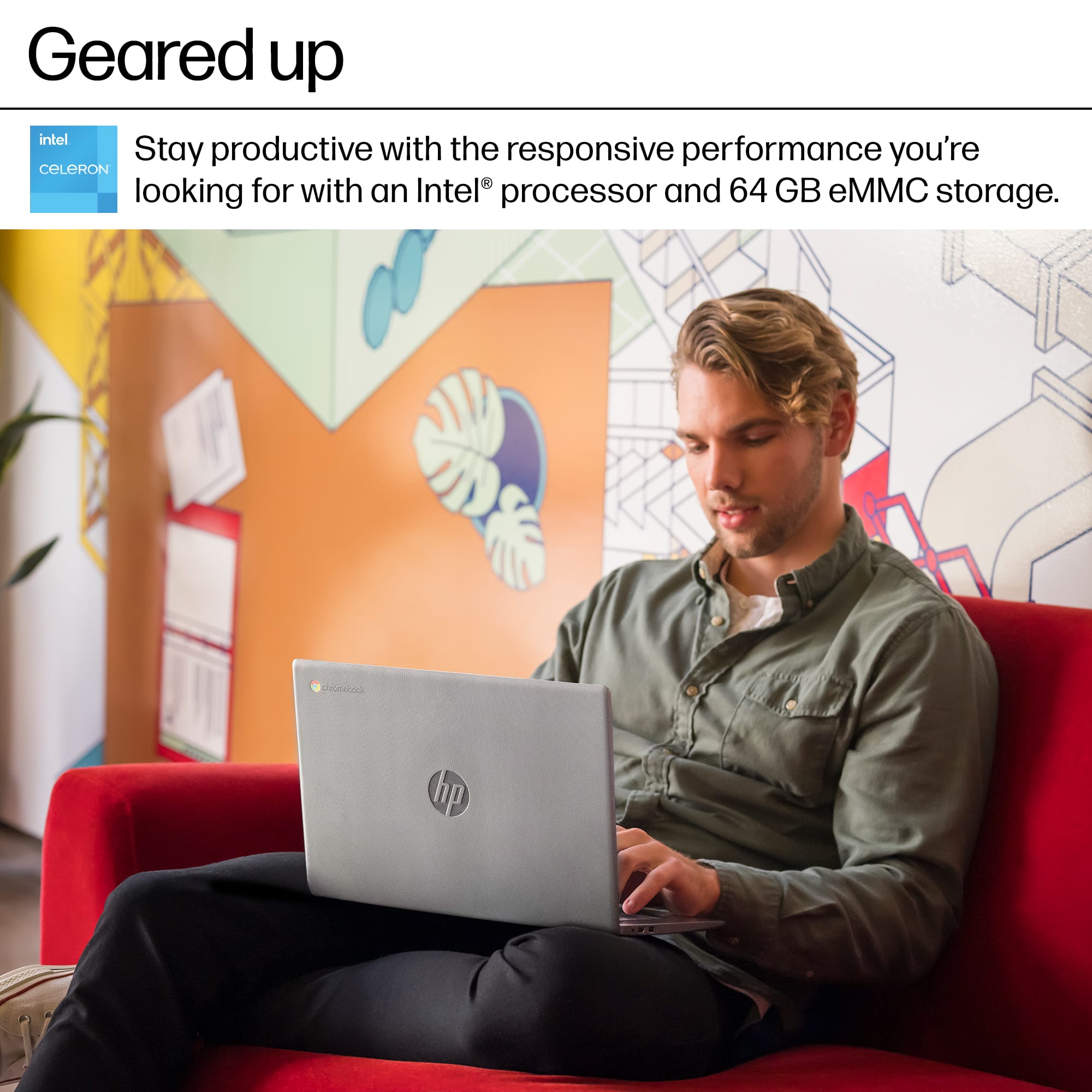 HP 14" Chromebook Laptop, Intel Celeron N4500, 4GB RAM, 64GB eMMC, Intel UHD Graphics, Chrome OS – Modern Grey