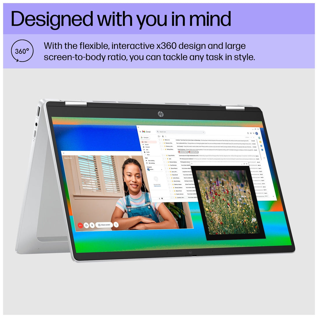 HP X360 2-in-1 Chromebook Laptop, 14" FHD Touch Display, Intel Celeron N200, 8GB RAM, 128GB UFS, Chrome OS – Silver