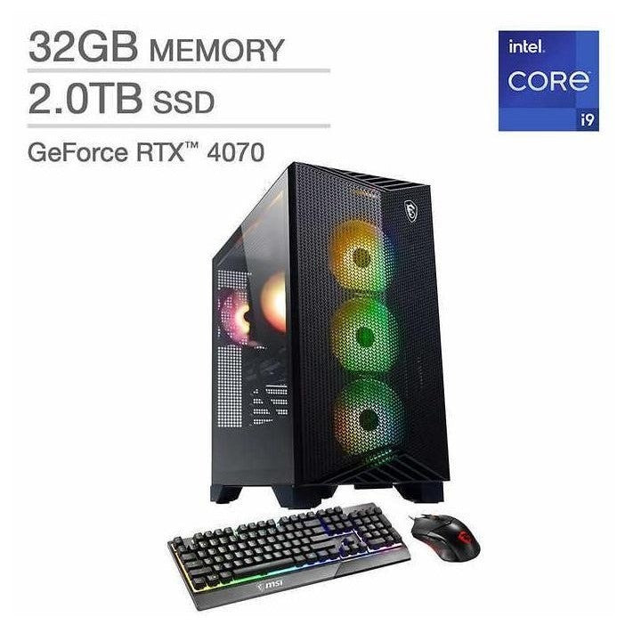 كمبيوتر ألعاب أجيوس R2 عالي الأداء، معالج Intel Core i9-14900F، ذاكرة وصول عشوائي (RAM) سعة 32 جيجابايت، قرص تخزين SSD سعة 2 تيرابايت، بطاقة رسوميات NVIDIA RTX 4070 سعة 12 جيجابايت، ويندوز 11 هوم – أسود