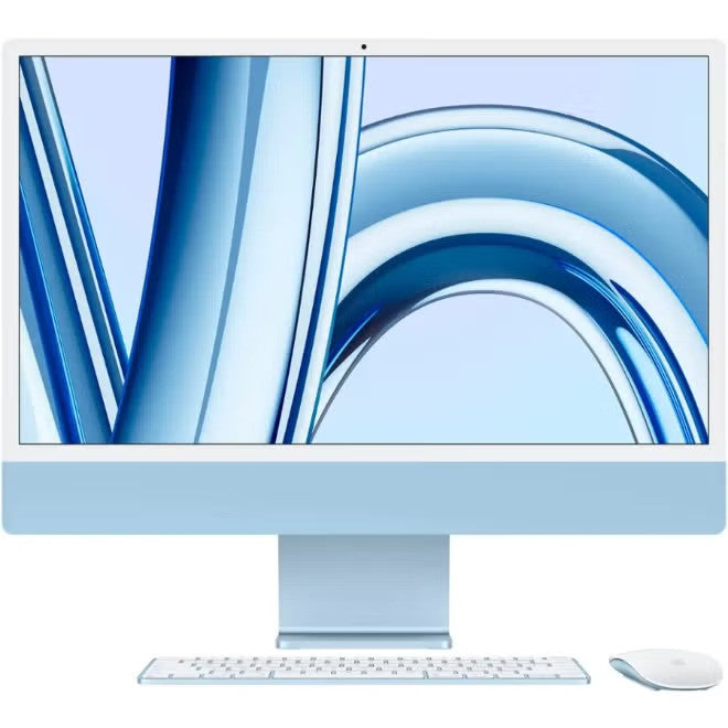Apple iMac 24" Retina Display – شريحة M3، ذاكرة وصول عشوائي 8 جيجابايت، قرص SSD سعة 256 جيجابايت – أزرق (يشمل لوحة مفاتيح Magic وماوس)