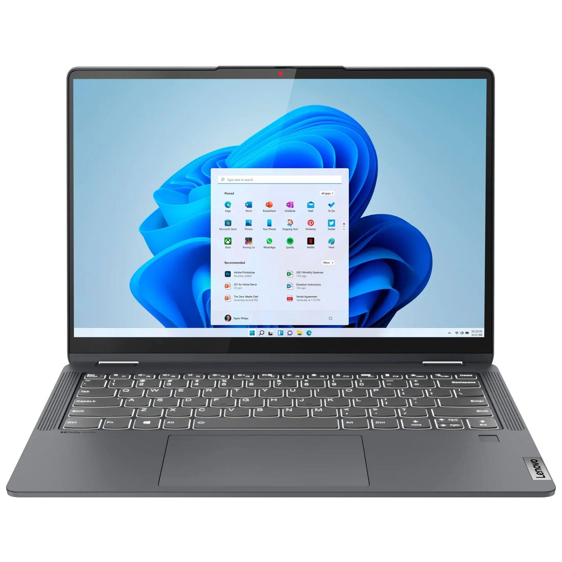 Lenovo Flex 5i 2-in-1 Laptop, 14" FHD Touch Display, Intel Core i3-1215U, 8GB RAM, 256GB SSD, Windows 11 Home – Storm Grey