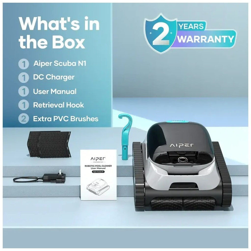 Aiper Scuba N1 Cordless Robotic Pool Cleaner – Automatic Vacuum for In-Ground Pools up to 1600 sq. ft., 150-Min Runtime – White