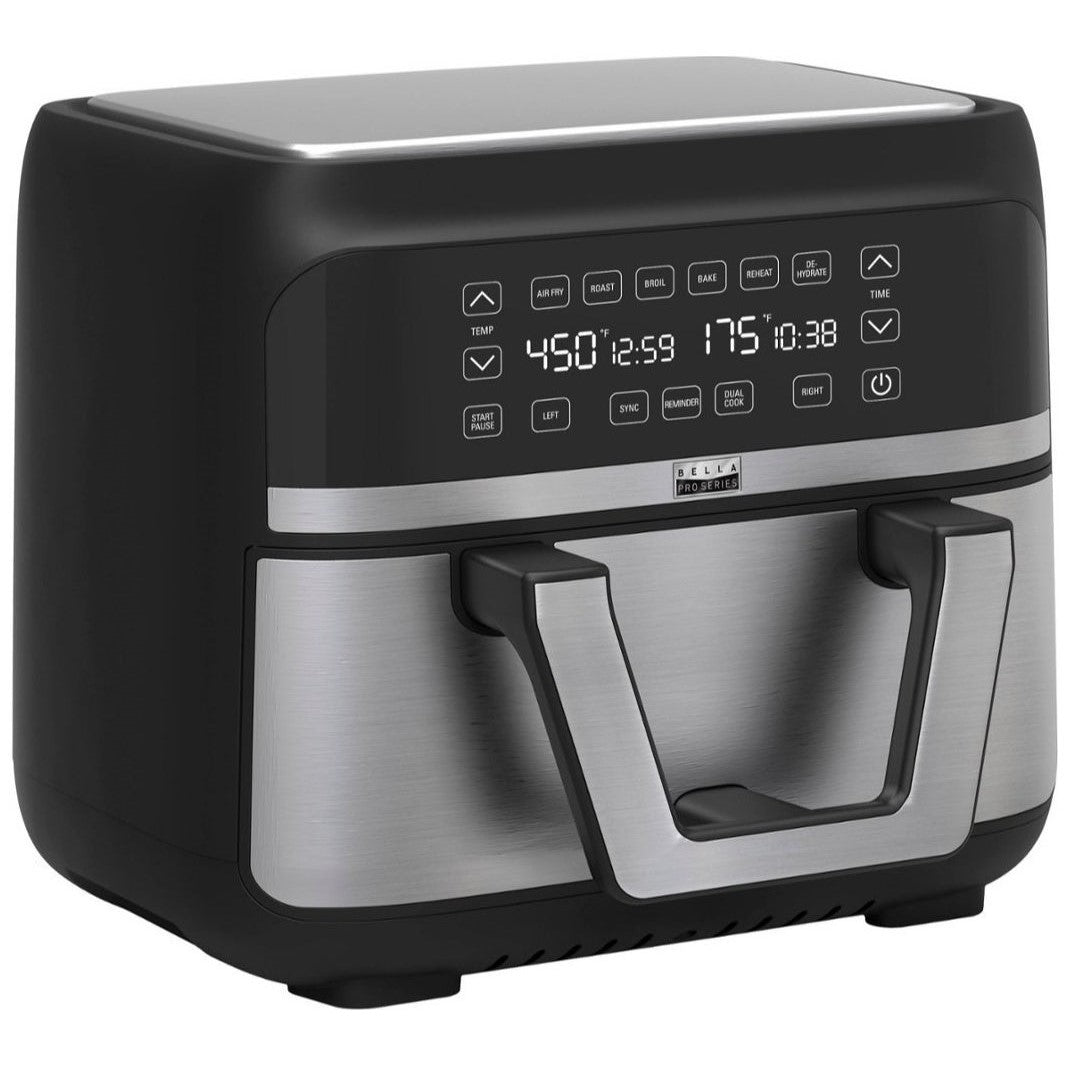 Bella Pro Series 9-Qt Digital Air Fryer with Dual Flex Basket, 1800W – Stainless Steel