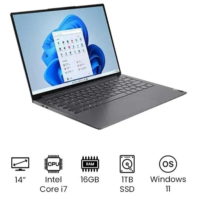 Lenovo IdeaPad Slim 7 Pro 14" 2.8K IPS Touch Laptop, Intel Core i7-11370H, 16GB RAM, 1TB SSD, Intel Iris Xe Graphics – International Version (Grey)