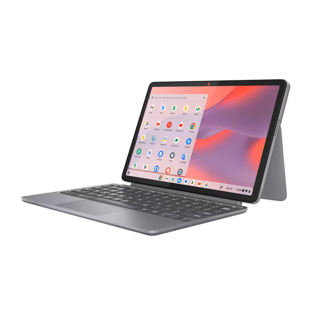 جهاز كمبيوتر محمول Lenovo Chromebook Duet Gen 9 بشاشة لمس WUXGA مقاس 11 بوصة 2 في 1 – MediaTek Kompanio 838، ذاكرة وصول عشوائي (RAM) سعة 8 جيجابايت، وذاكرة eMMC سعة 128 جيجابايت، ونظام تشغيل Chrome OS، وقلم USI 2 ولوحة مفاتيح - لون رمادي لونا