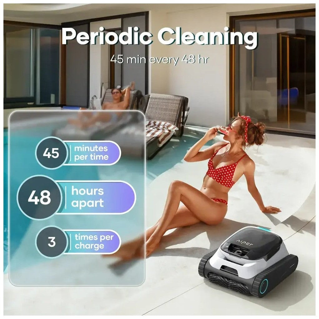 Aiper Scuba N1 Cordless Robotic Pool Cleaner – Automatic Vacuum for In-Ground Pools up to 1600 sq. ft., 150-Min Runtime – White