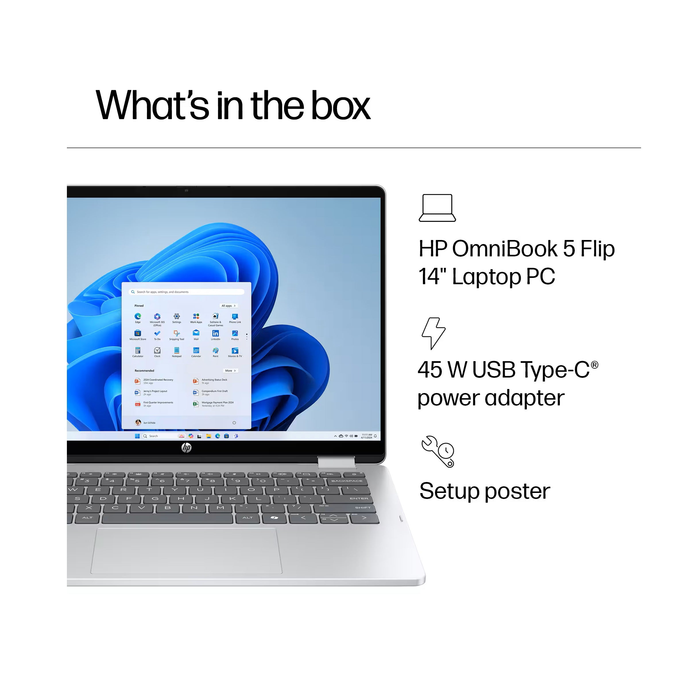 HP OmniBook 5 Flip 2-in-1 Laptop With 14-Inch 2K Touch-Screen Display, Intel Core 5 Processor/8GB RAM/512GB SSD/Intel Arc Graphics/Windows 11 Home English Glacier Silver