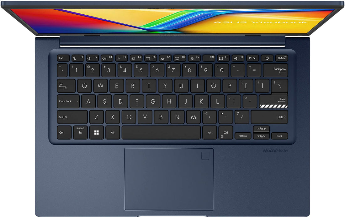 لابتوب ASUS Vivobook 14 بوصة، معالج Intel Core i3، ذاكرة وصول عشوائي 8 جيجابايت، قرص صلب 128 جيجابايت SSD، بطاقة رسومات Intel UHD 770، نظام تشغيل Windows 11 Home في وضع S، أزرق هادئ - إصدار دولي