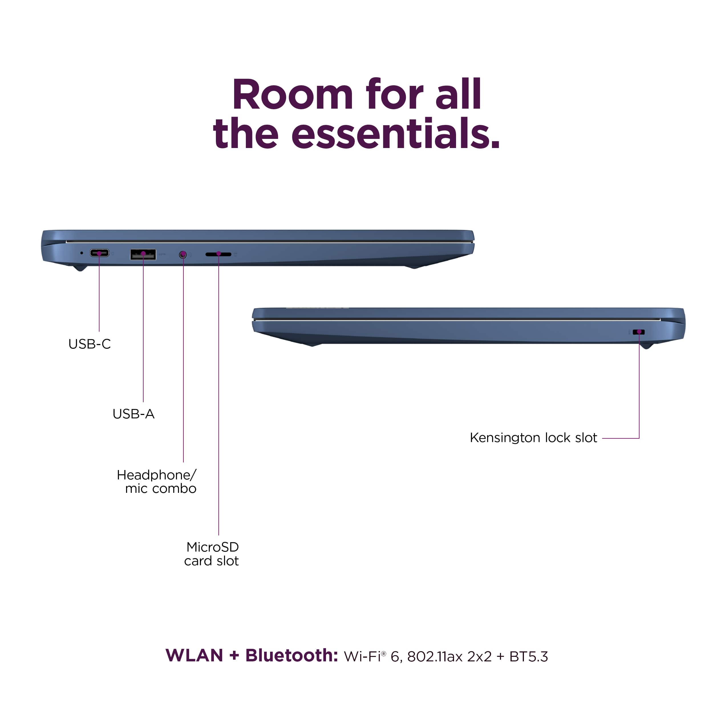 Lenovo IdeaPad Slim 3 Chromebook 14" Laptop, MediaTek, 4GB RAM, 64GB eMMC, Chrome OS, Abyss Blue - International Version