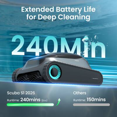 Aiper Scuba S1 Cordless Robotic Pool Cleaner with MicroMesh Filtration, WavePath Navigation & App Control – Black