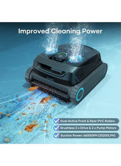 Aiper Scuba X1 Pro Adaptive Robotic Pool Cleaner – 6,600 GPH, FlexiPath Smart Navigation, MicroMesh Ultra-Fine Filtration, App Control, Gray