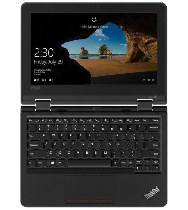 جهاز لابتوب 2 في 1 لينوفو ثينك باد 11e يوغا الجيل السادس للطلاب (شاشة 11.6 بوصة، معالج Intel m3، ذاكرة وصول عشوائي 4 جيجابايت، قرص صلب 256 جيجابايت SSD، ويندوز 10 برو)