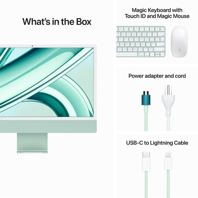 Apple iMac 24" AIO – M3 Chip, 8-Core CPU, 10-Core GPU, 8GB RAM, 256GB SSD – Green