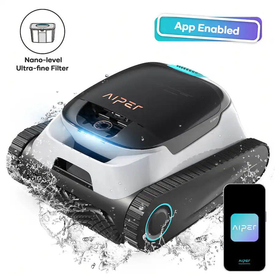 Aiper Scuba N1 Plus Cordless Robotic Pool Cleaner – 80 GPM, 180-Min Battery, Caterpillar Treads, WavePath 2.0, MicroMesh Filtration, 4 Cleaning Modes, App Control – White