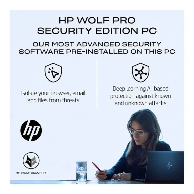 جهاز الكمبيوتر المحمول HP ProBook 445 G8 Wolf Pro Security Edition – شاشة 14 بوصة عالية الدقة | معالج Ryzen 5 5600U، ذاكرة وصول عشوائي (RAM) سعة 16 جيجابايت، محرك أقراص صلبة (SSD) سعة 512 جيجابايت، نظام التشغيل Windows 11 Pro – لون فضي بيكي ألمنيوم