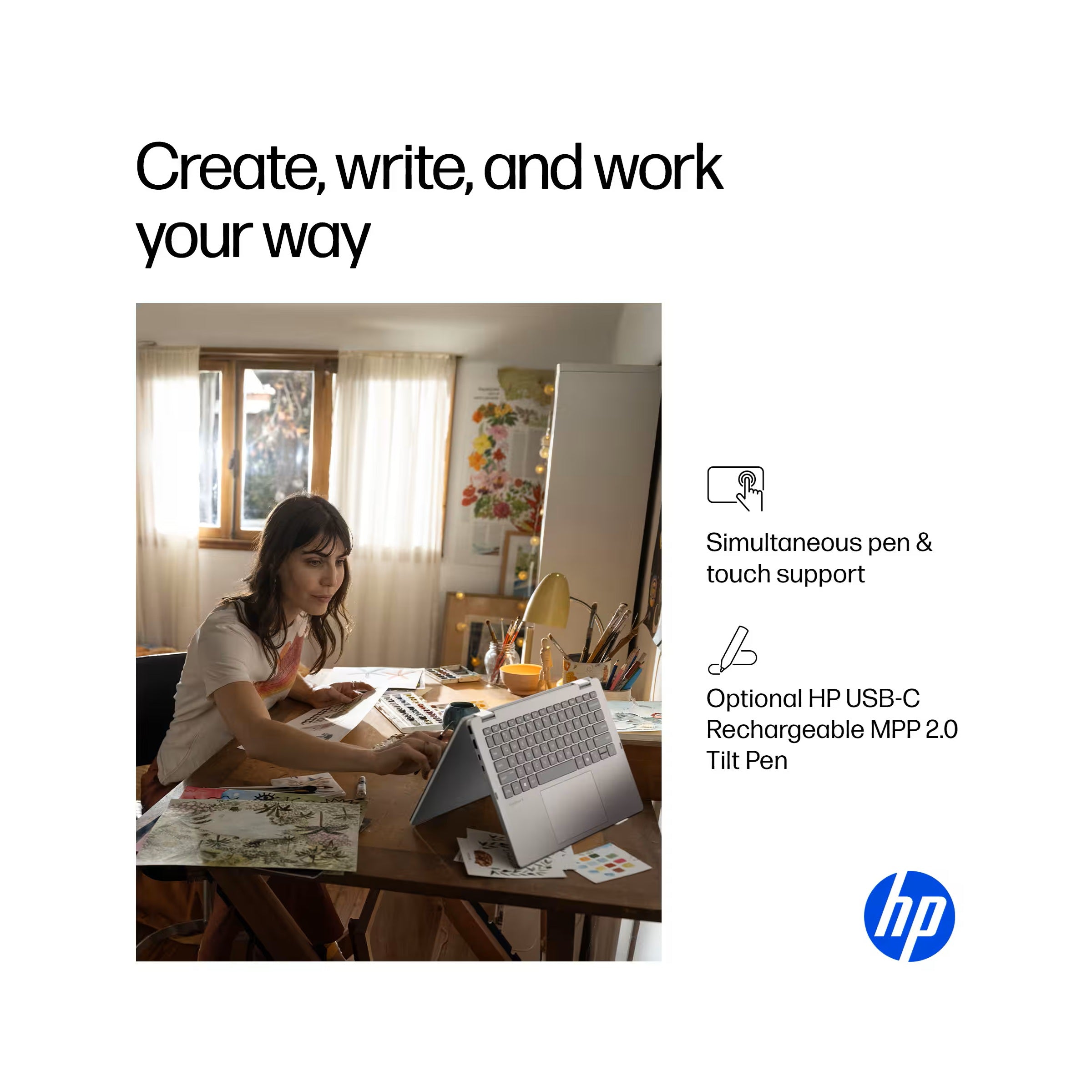 HP OmniBook 5 Flip 2-in-1 Laptop With 14-Inch 2K Touch-Screen Display, Intel Core 5 Processor/8GB RAM/512GB SSD/Intel Arc Graphics/Windows 11 Home English Glacier Silver