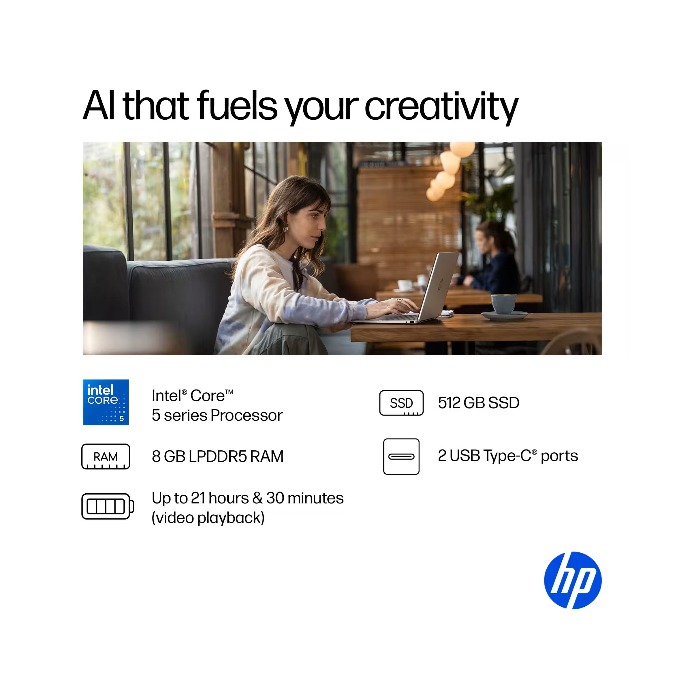 HP OmniBook 5 Flip 2-in-1 Laptop With 14-Inch 2K Touch-Screen Display, Intel Core 5 Processor/8GB RAM/512GB SSD/Intel Arc Graphics/Windows 11 Home English Glacier Silver