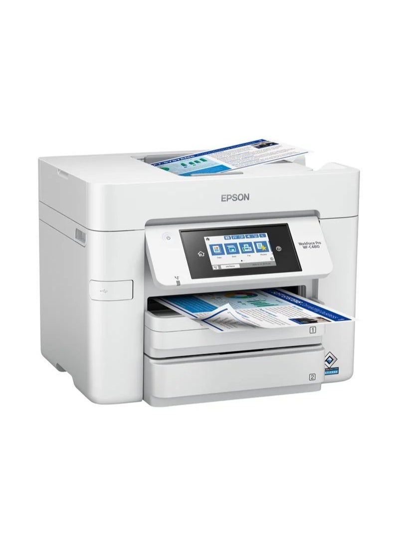 طابعة Epson WorkForce Pro WF-C4810 المتكاملة نافثة للحبر بالألوان – طباعة، مسح ضوئي، نسخ، فاكس | 25 صفحة في الدقيقة، درجين سعة 250 ورقة، Wi-Fi، إيثرنت، شاشة تعمل باللمس