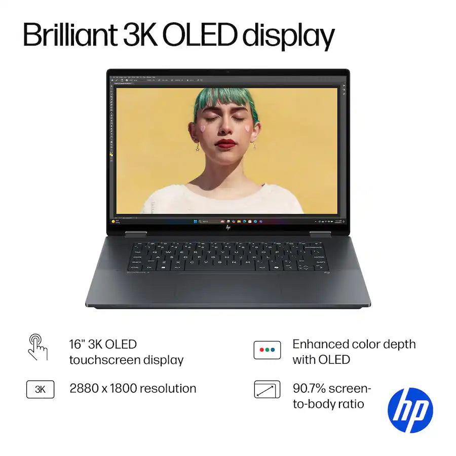 HP - OmniBook X Flip - Copilot+ PC - 16" 3K OLED Touch-Screen Laptop - Intel Core Ultra 9 288V 2024 - 32GB Memory - 2TB SSD - Eclipse Gray