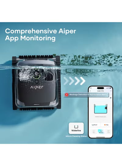 Aiper Scuba X1 Pro Adaptive Robotic Pool Cleaner – 6,600 GPH, FlexiPath Smart Navigation, MicroMesh Ultra-Fine Filtration, App Control, Gray