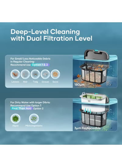 Aiper Scuba X1 Pro Adaptive Robotic Pool Cleaner – 6,600 GPH, FlexiPath Smart Navigation, MicroMesh Ultra-Fine Filtration, App Control, Gray