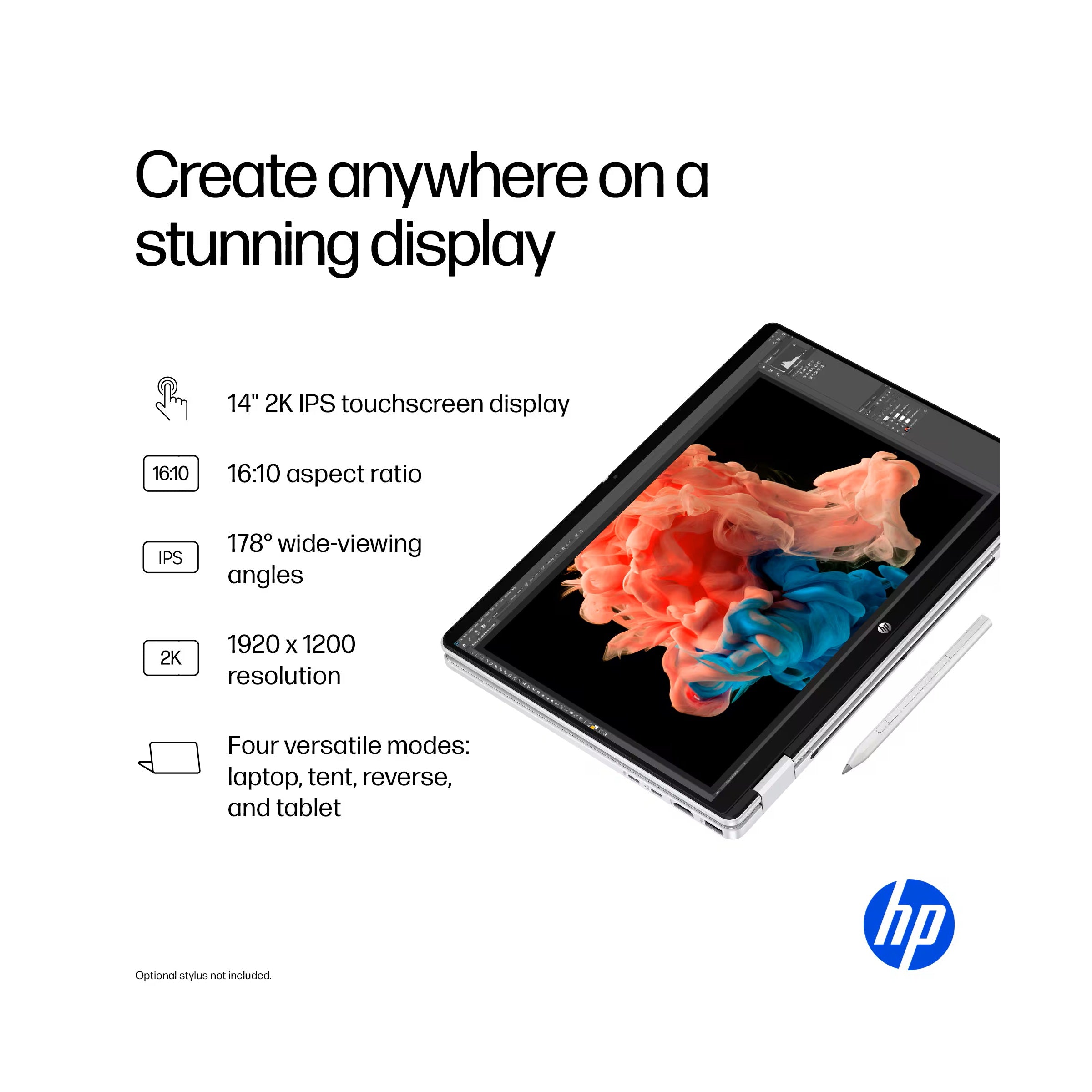 HP OmniBook 5 Flip 2-in-1 Laptop With 14-Inch 2K Touch-Screen Display, Intel Core 5 Processor/8GB RAM/512GB SSD/Intel Arc Graphics/Windows 11 Home English Glacier Silver