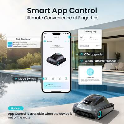 Aiper Scuba S1 Cordless Robotic Pool Cleaner with MicroMesh Filtration, WavePath Navigation & App Control – Black