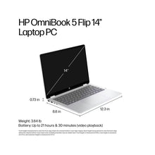 HP OmniBook 5 Flip 2-in-1 Laptop With 14-Inch 2K Touch-Screen Display, Intel Core 5 Processor/8GB RAM/512GB SSD/Intel Arc Graphics/Windows 11 Home English Glacier Silver