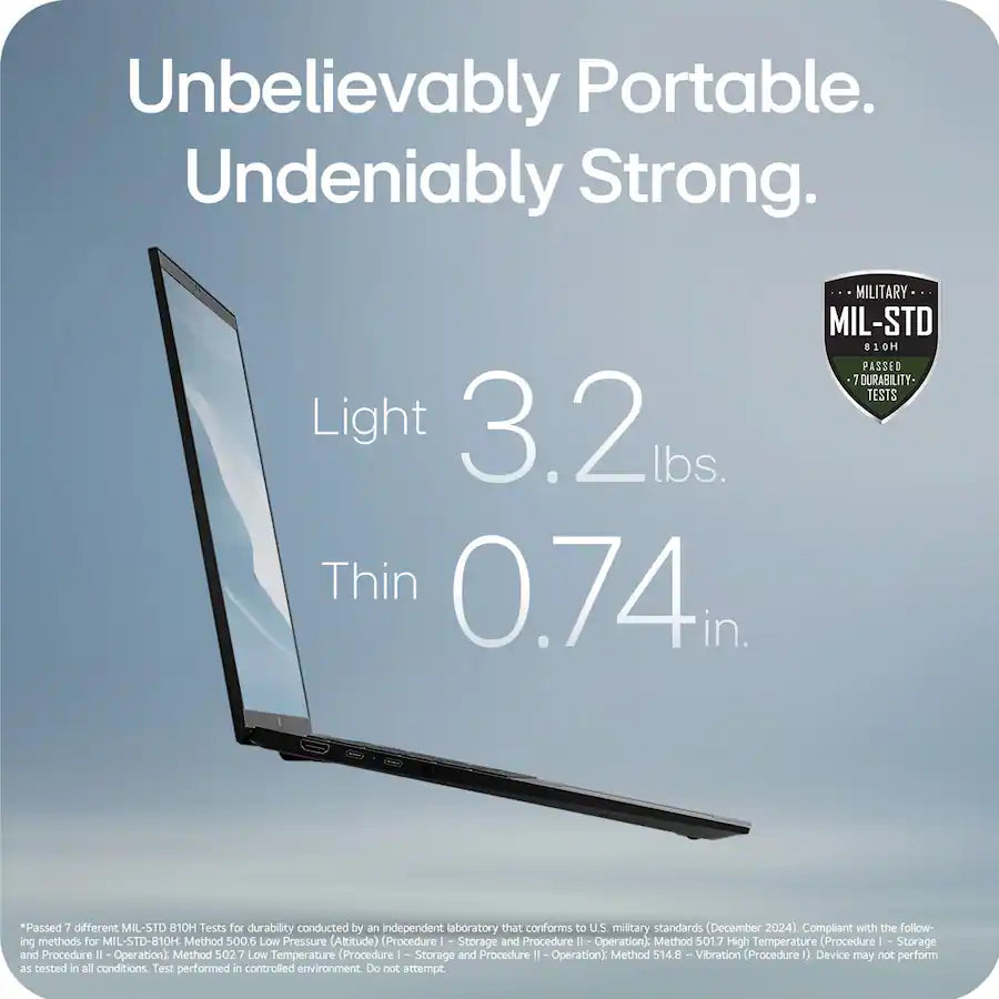 LG gram 17" 2025 Touchscreen Laptop – Copilot+ PC, Intel Core Ultra 7 Series 2, 32GB RAM, 1TB SSD, Intel Arc Graphics, Wi-Fi 7, 23.5Hr Battery, Obsidian Black (17Z90TL)