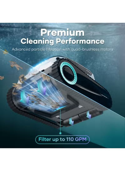 Aiper Scuba N1 Pro Cordless Robotic Pool Cleaner – Quad-Brushless Motors, 180-Min Battery, Infrared Sensors, Horizontal Waterline Cleaning, 5L Basket, In-Ground Pools up to 2,150 sq.ft – White