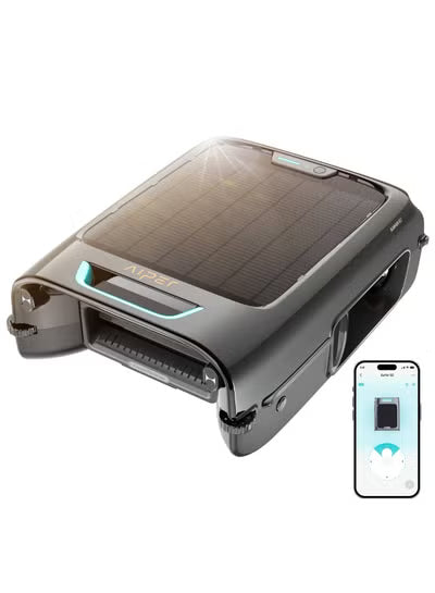 Aiper Surfer S2 Solar-Powered Robotic Pool Skimmer – 24/7 Continuous Cleaning, 35+ Hour Battery, DebrisGuard, 150μm Filter, App Control, Anti-Stranding – Gray