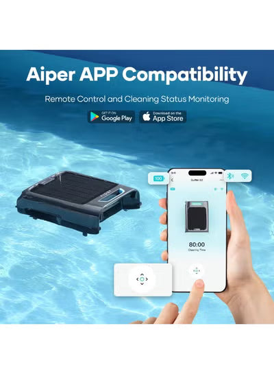 Aiper Surfer S2 Solar-Powered Robotic Pool Skimmer – 24/7 Continuous Cleaning, 35+ Hour Battery, DebrisGuard, 150μm Filter, App Control, Anti-Stranding – Gray