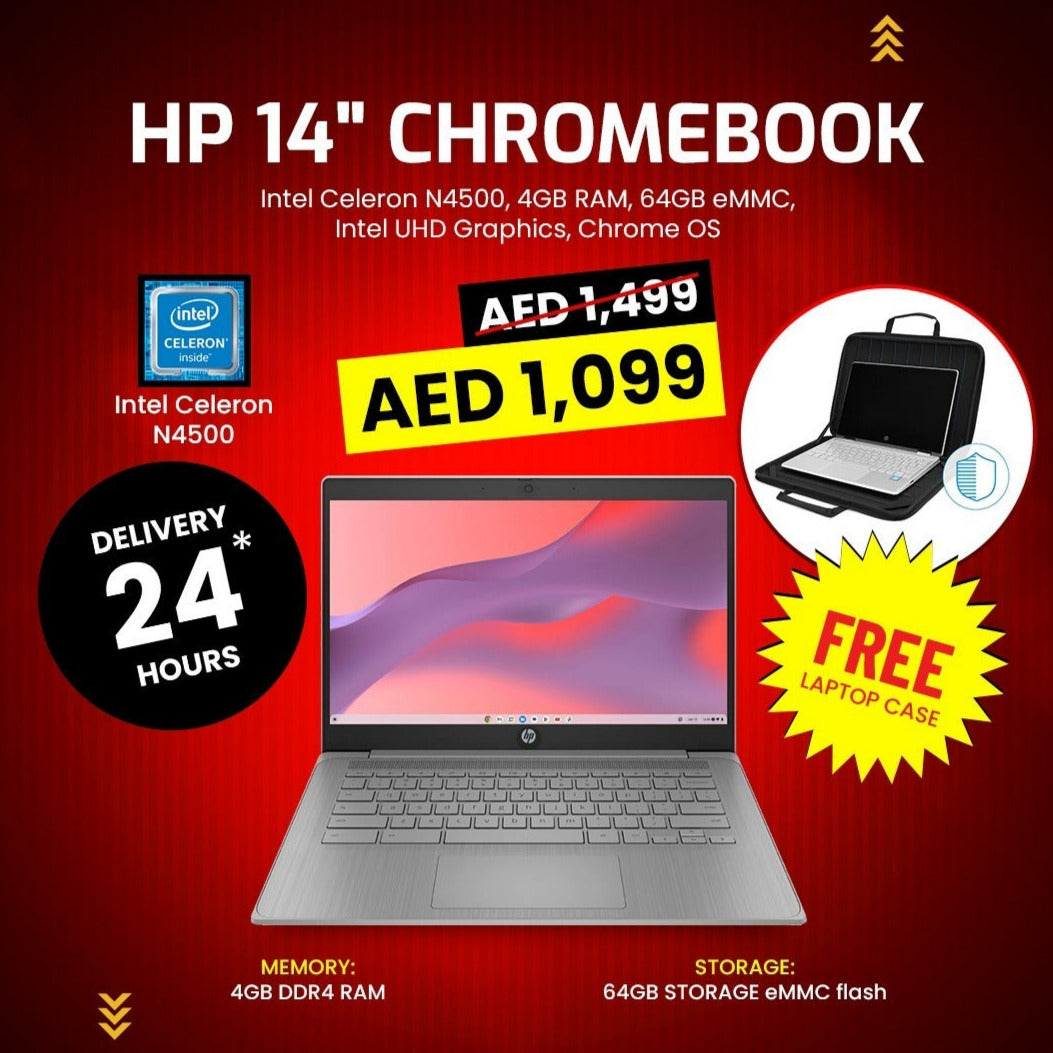 HP 14" Chromebook Laptop, Intel Celeron N4500, 4GB RAM, 64GB eMMC, Intel UHD Graphics, Chrome OS – Modern Grey