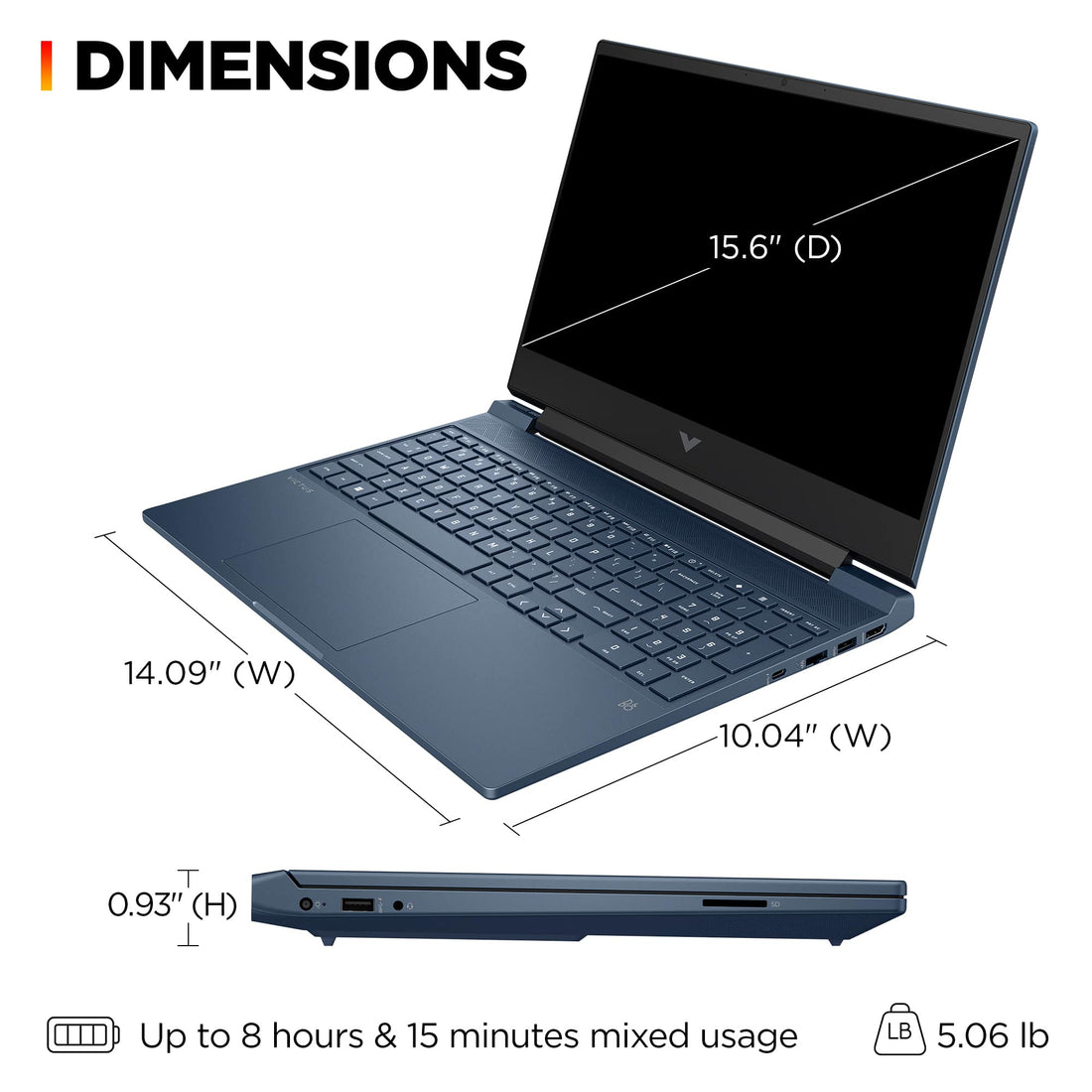 HP Victus 16.1" Gaming Laptop, Ryzen 7, 16GB RAM, 512GB SSD, GeForce RTX 4070, Windows 11 Home, Mica Silver - International Version