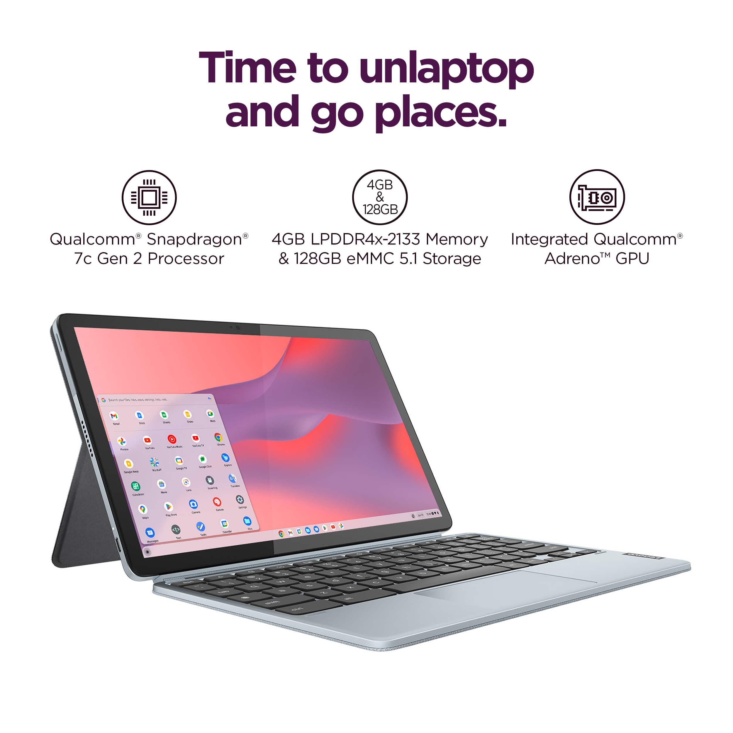 Lenovo IdeaPad Duet 3 Chromebook – 11" 2K Touch, 4GB RAM