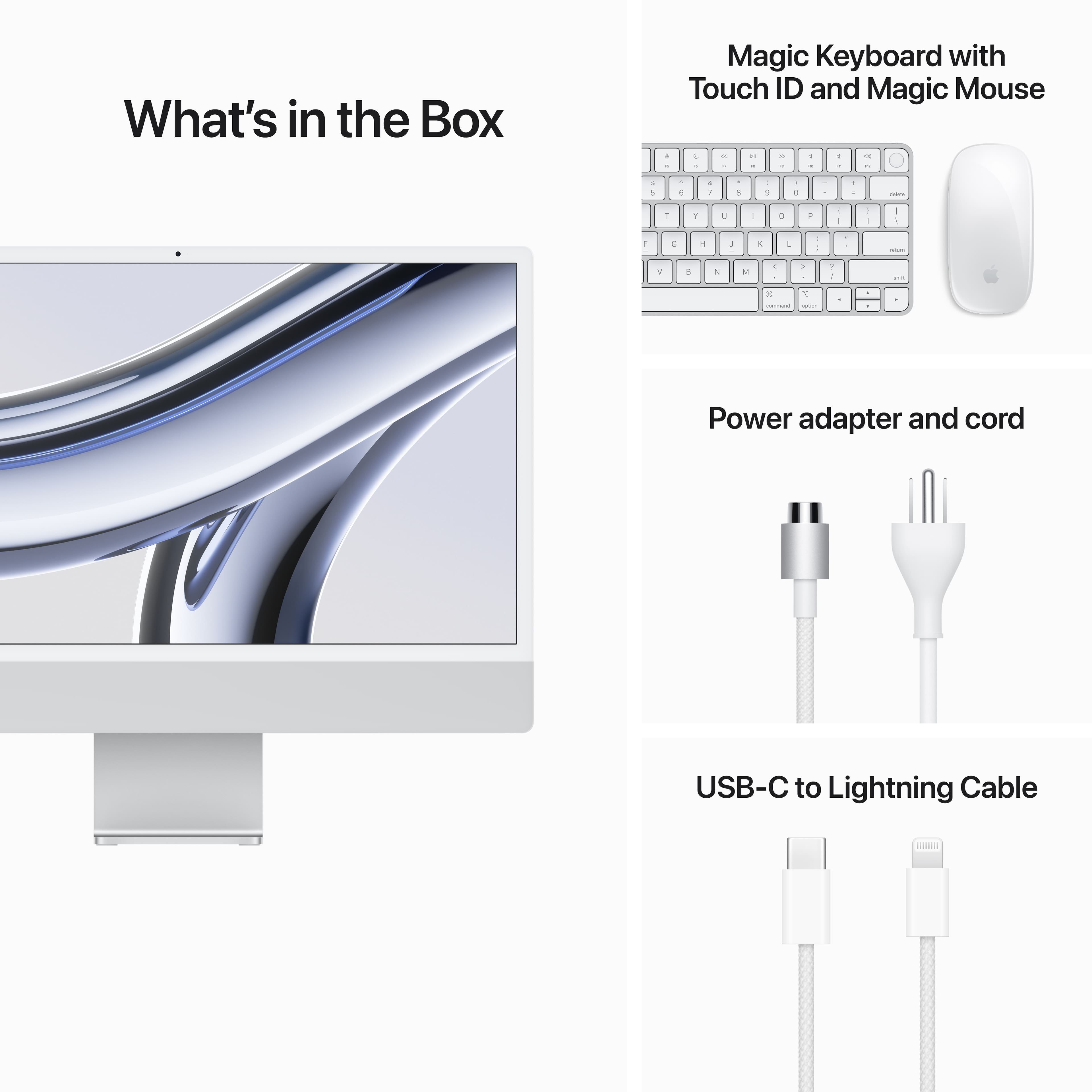 Apple iMac 24” M3 (Silver) – 8-Core CPU, 10-Core GPU, 8GB RAM, 512GB SSD – All-in-One Computer