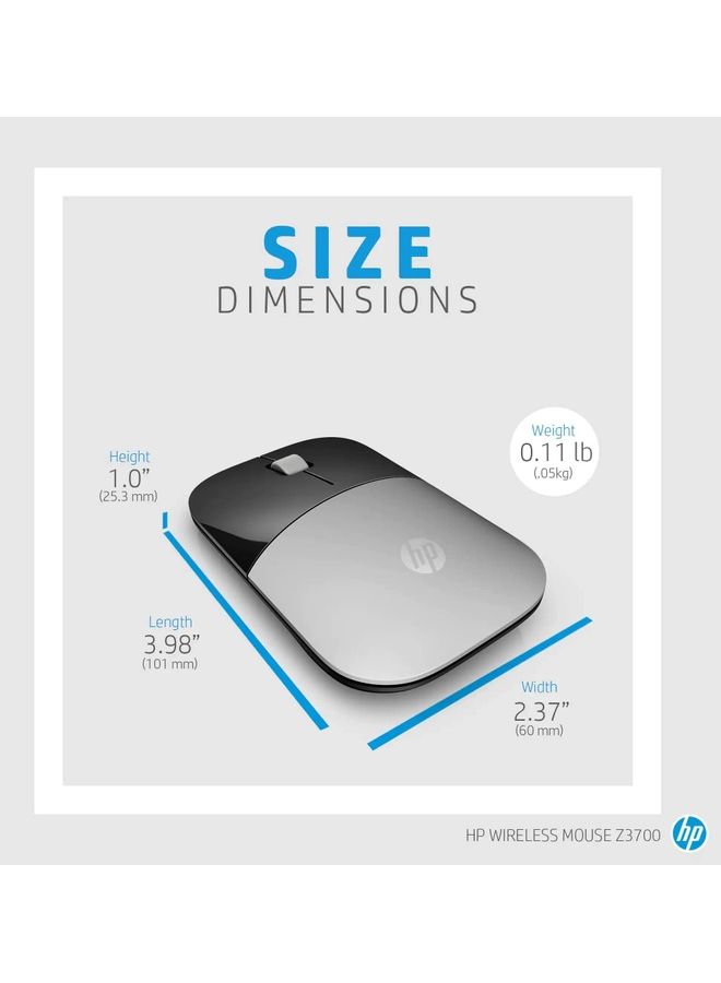 HP Z3700 Slim Wireless Mouse – Natural Silver, 7UH87AA#ABL
