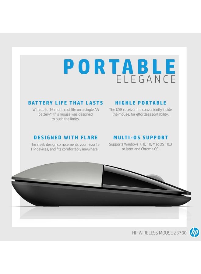 HP Z3700 Slim Wireless Mouse – Natural Silver, 7UH87AA#ABL