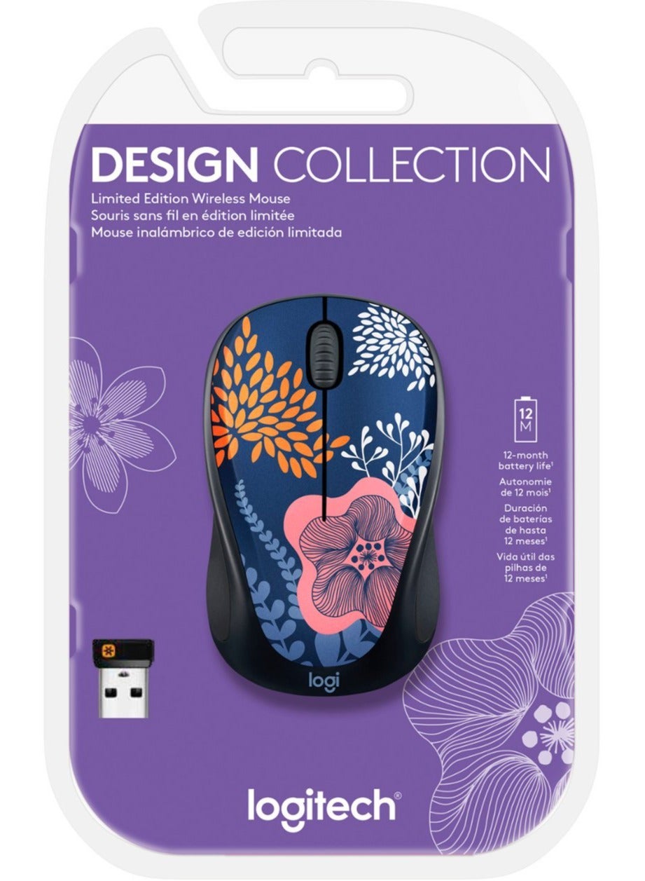 Limited Edition Wireless 3-Button Mouse – Ambidextrous Design, Forest Floral Multicolour